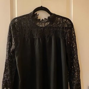 Black Lace neck and long sleeve blouse